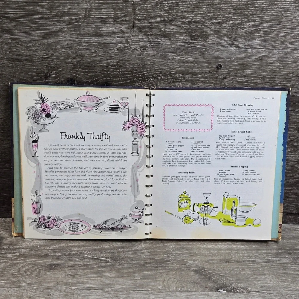 Betty Crocker New Dinner for Two Cook Book Vintage 1964 Spiral Bound Blue Retro